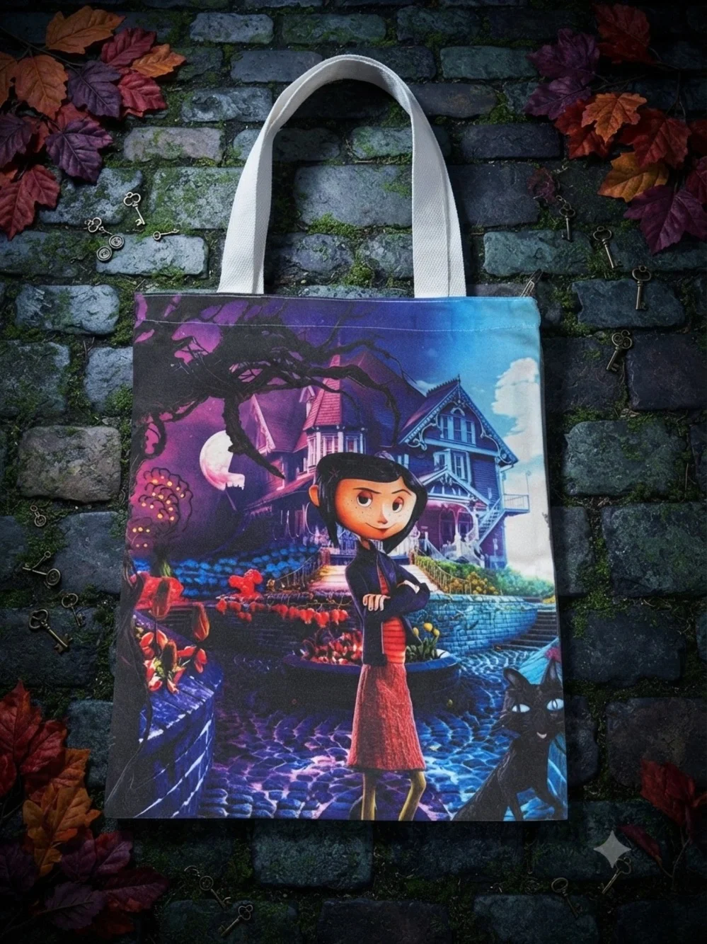 Coraline Illustrated Canvas Tote - Vibrant Multicolor